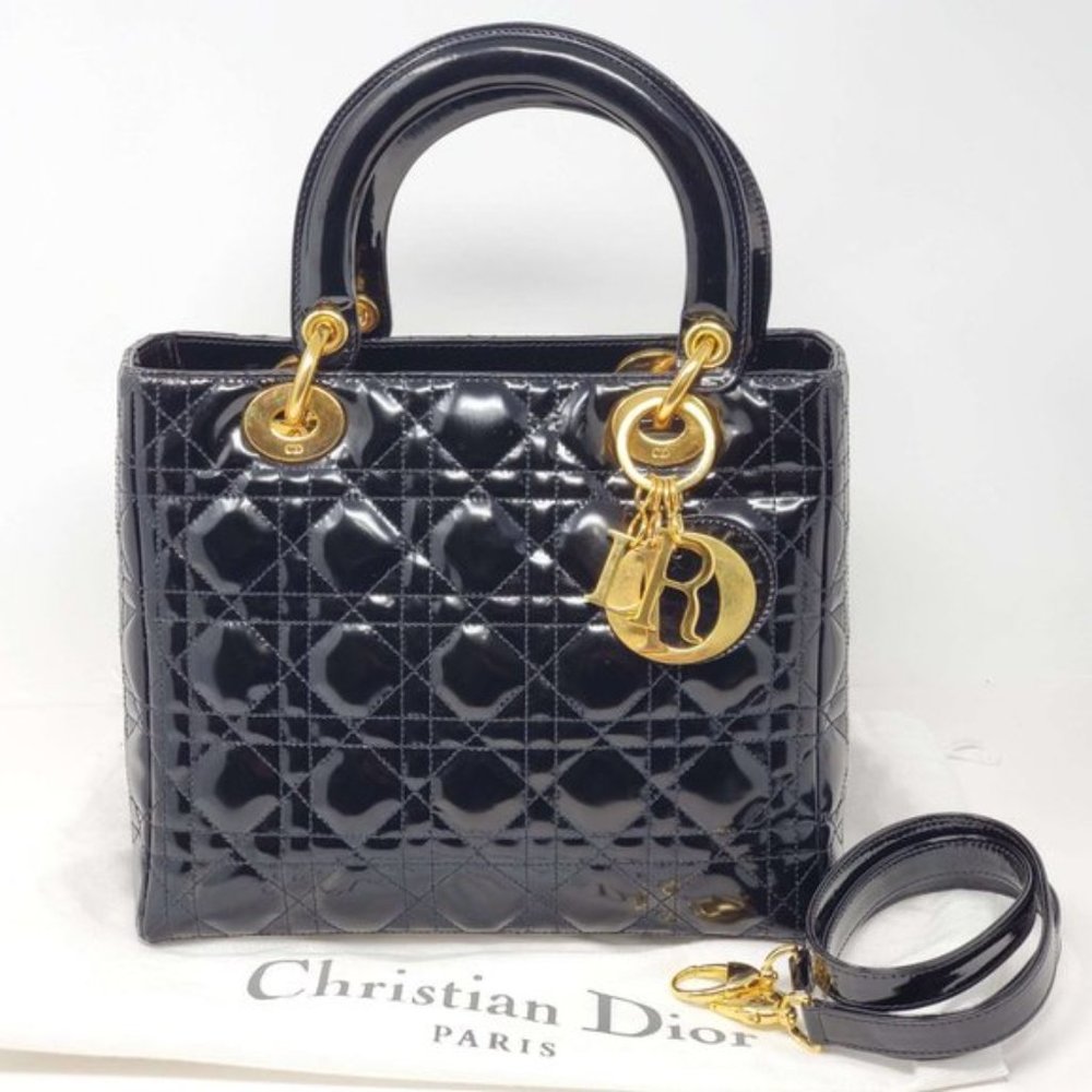 CHRISTIAN DIOR LADY DIOR MEDIUM SHOULDER HAND BAG - Picture 2 of 16
